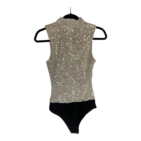 NWT 7 For All Mankind Sequin Snap Button Closure Bodysuit-sz Small - Picture 3 of 12